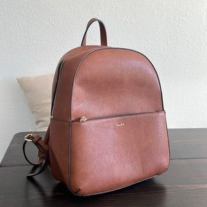 ALDO. BROWN LEATHER BACKPACK. ADJUSTABLE STRAPS
